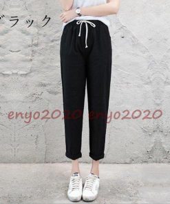 サルエルパンツ レギパン パンツ 麻綿風パンツ  チノパン テーパードパンツ レギンスパンツ ロング丈   無地 ボトムス 代引不可 春夏 ウエストゴム * サルエルパンツ