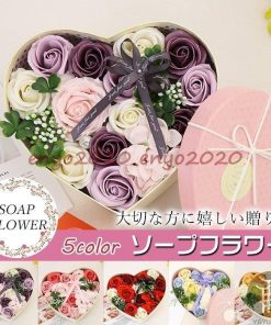 ホワイトデー 石鹸花 造花 ハート形ボックス プレゼント 結婚祝い  ボックスフラワー 代引不可 枯れない花 フラワー ソープフラワー ギフト * 花束、アレンジメント