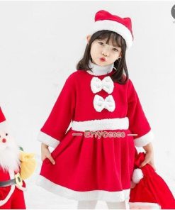 ワンピース&amp;帽子 キッズ サンタ服 2点セット サンタコスプレ 女の子 パーティー クリスマス衣装 サンタクロース * キャラクター衣装