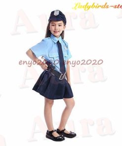 衣装 キッズ 警察服 ポリス 女の子 警察官 コスチューム 5点セット ポリス 演出服 警察制服 ポリス お巡りさん 幼稚園  コスプレ衣装 * キャラクター衣装