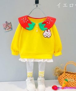 セットアップ ベビー服 春服 女の子 可愛い 上下セット スウェット+レギンス ラペル 長袖 ウサギ柄 スウィート キッズ 春着 秋着 通園 全3色 110 80 100 70 90 * 上下セット