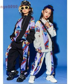 キッズダンス衣装 セットアップ ヒップホップ HIPHOP 男の子 女の子 上下セット 長袖 トップス コート ジャケット パンツ 発表会 長ズボン ジャズダンス 練習着 * レッスンウエア