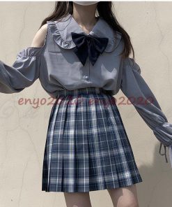 セーラー服 シャツブラウス 学生制服 長袖 プリーツスカートセット カジュアル ボタン付き かわいい レディース おしゃれ きれいめ * セーラー服