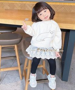 子供服 ボトムス 10分丈 パンツ ロングパンツ チュチュスカッツ こども 女の子 スカッツ レース柄 キッズ 重ね着 スカート レギンスパンツ * スカート