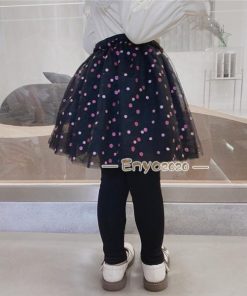 ボトムス レギンスパンツ ロングパンツ スカッツ 子供服 10分丈 こども キッズ 女の子 パンツ スカート 重ね着 チュチュスカッツ レース柄 * スカート