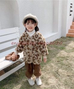 子供服 ボアジャケット キッズ コート 韓国子供服 子ども服 女の子 男の子 もこもこ ヒョウ柄裏起毛 トップス アウター  防寒 暖かい 通学 厚手 可愛い 秋冬 * コート