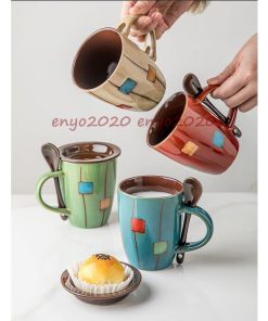 350ml 北欧 コーヒーカップ 陶器 カフェマグ 大容量 食洗機/電子レンジ/オーブン対応 コップ ティーカップ キッチン雑貨 おしゃれ ハンドメイド マグカップ 4色 * マグカップ