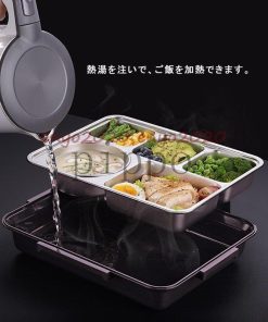 保温弁当箱 弁当バッグ 304ステンレス 5仕切り ランチボックス 食器 スプーン/お箸 付き 携帯便利 漏れ防止 学校 アウトドア 袋付き 会社 ピクニック * 弁当箱