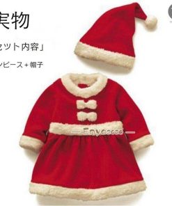 ワンピース&amp;帽子 キッズ サンタ服 2点セット サンタコスプレ 女の子 パーティー クリスマス衣装 サンタクロース * キャラクター衣装