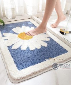 バスマット 玄関マット 花柄 室内 屋外 滑り止め 北欧 おしゃれ 吸水 ひな菊 丸洗い 速乾 玄関 洗面所 キッチン 浴室 マイクロファイバー * バスマット