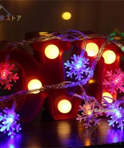 イルミネーションライト LED 雪花 電池 10m 80灯 クリスマス インテリア デコレーション ディスプレイ イベント かわいい ウォーム 暖かい光 きれい カラフル * イルミネーションライト