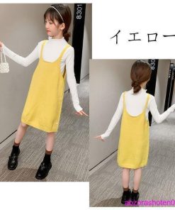 子ども服 セットアップ キッズ 女の子 上下セット 2点セット Tシャツ+サスペンダースカート 可愛い お姫様 春着 秋着 ページュ イエロー 110 150 130 140 120 * 上下セット