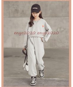 キッズ ダンス 衣装 セットアップ へそ出し トップス 長袖 ロングパンツ ヒップホップ ジャズダンス 女の子 ガールズ 韓国 演出服 発表会 子供服 応援団 練習着 * レッスンウエア