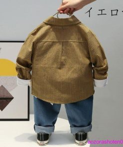 セットアップ 男の子 ベビー 春服 新作 カジュアル シャツ+ジーンズ 2点セット キッズ ボーイズ 上下 春着 秋着 ストライプ柄シャツ 全3色 110 90 100 120 80 * 上下セット