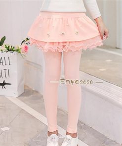 ロングパンツ スカート キッズ 子供服 パンツ ボトムス 女の子 10分丈 レース柄 チュチュスカッツ レギンスパンツ こども 重ね着 スカッツ * スカート