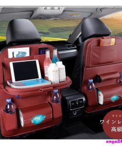 テーブル 後部座席収納 カーアクセサリー 車載用 多機能 収納 カー用品 バックシート 車 レザー ドリンクホルダー ゴミ箱付き　車載ポケット 合皮 ポケット * 収納用品