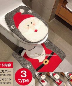 サンタ ふたカバー トナカイ トイレマット 飾り 部屋 クリスマス 可愛い 2点セット 雪だるま お家 滑り止め 室内 トイレマットセット * トイレ用マット