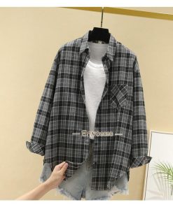 体型カバー 長袖 レディースシャツ ギンガムシャツ 通勤 ゆったり 秋服 韓国ファッション トップス 可愛い シャツアウター チェックシャツ * 長袖