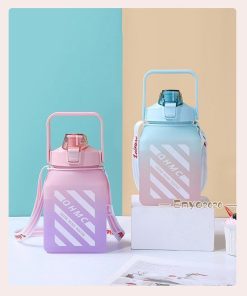 水筒 1.5L ボトル プロティーン ワンタッチ プラスチック おしゃれ マグボトル 大容量 運動会 直のみ グラデーション ストロー 1.5リットル * 水筒