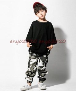 キッズ ダンス衣装 ヒップホップ HIPHOP  子供 ダンストップス 迷彩パンツ Tシャツ  ダンスパンツ 長ズボン ジャズダンス 練習着 * レッスンウエア