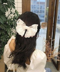 ヘアクリップ シュシュ ヘアアクセサリー クリップ ヘアピン ヘアアクセ レース リボン シンプル おしゃれ 白 春 可愛い プレゼント ポイント消化 夏 * ヘアクリップ