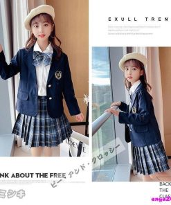 子供服 卒業式 女子 スーツ ジャケット 4点セット 卒服 女の子 チェック柄 プリーツスカート スクール 制服 発表会 七五三 110 140 セットアップ 170cm 半袖 * スーツ、ブレザー