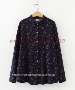 大きいサイズ 花柄 丸襟 レディース 綿100％ シャツ トップス 花柄シャツ 秋冬 フランネル 長袖 * 長袖