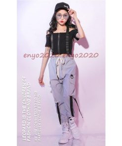 キッズダンス衣装 ヒップホップ セットアップ 上下 へそ出し トップス ダンスパンツ ズボン 子供服 ガールズ チア 女の子 団体 練習着 HIPHOP 体操服 * レッスンウエア