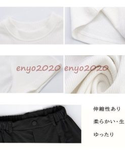 キッズダンス衣装 セットアップ Tシャツ ショット丈 白パンツ へそ出し ヒップホップ 韓国 かっこいい 黒 白 チアガール 女の子 発表会 イベント 練習着 110 170 * レッスンウエア