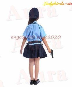 衣装 キッズ 警察服 ポリス 女の子 警察官 コスチューム 5点セット ポリス 演出服 警察制服 ポリス お巡りさん 幼稚園  コスプレ衣装 * キャラクター衣装