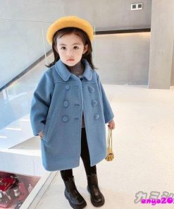 子供服 ラシャコート キッズ 女の子 厚手 無地トレンチコート 中綿コート 綿入れ ベビー ジュニア服 ロングコート 女児 アウター 防寒保温 暖かい おしやれ 秋冬 * コート