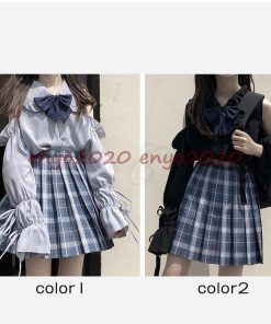 セーラー服 シャツブラウス 学生制服 長袖 プリーツスカートセット カジュアル ボタン付き かわいい レディース おしゃれ きれいめ * セーラー服