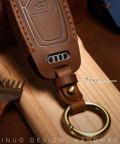 スマートキーケース 本革 レザー キーカバー ハンドメイド A4 A5 Q7 A7 A8 車 キーホルダー アクセサリー 専用設計 傷防止 高級革 おしゃれ * スマートキーカバー