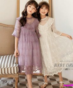 女の子ドレスキッズワンピース ピアノ発表会 春夏 パープル 子供ワンピース 子どもドレスフォーマル用 結婚式 白 ジュニアドレス * ドレス