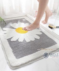 バスマット 玄関マット 花柄 室内 屋外 滑り止め 北欧 おしゃれ 吸水 ひな菊 丸洗い 速乾 玄関 洗面所 キッチン 浴室 マイクロファイバー * バスマット