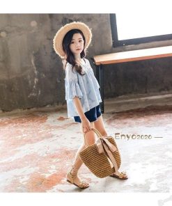 子供服 夏服 セットアップ キッズ 女の子 韓国子供服 上下セット 2点セット トップス 半袖 Tシャツ シフォン ショートパンツ 短パン 140 通学着 130 120 * ワンピース、チュニック