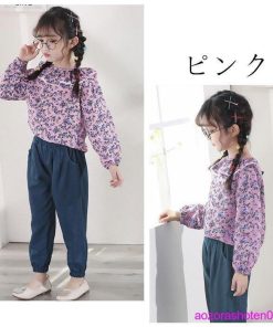 子供服 セットアップ 春 秋 おしゃれ 女の子 花柄トップス+ボトムス 2点セット キッズ 上下セット 長袖 長ズボン 可愛い 姉妹 双子 お出かけ 90-140 通学 お祝い * 上下セット