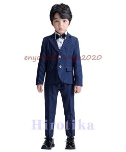 タキシード 卒業式 子供フォーマル 正統派スーツ キッズ スーツ 90-170cm 入学式 男の子 5点セット 縦ストライプ フォーマルスーツ 子供フォーマル 七五三 * スーツ、ブレザー