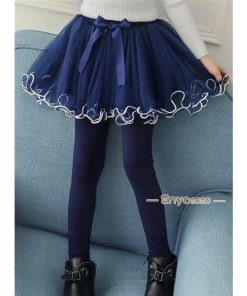 ロングパンツ スカート キッズ 子供服 パンツ ボトムス 女の子 10分丈 レース柄 チュチュスカッツ レギンスパンツ こども 重ね着 スカッツ * スカート