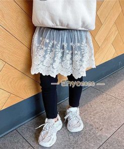 子供服 ボトムス 10分丈 パンツ ロングパンツ チュチュスカッツ こども 女の子 スカッツ レース柄 キッズ 重ね着 スカート レギンスパンツ * スカート