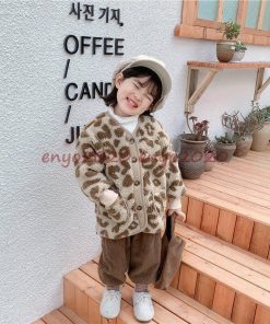 子供服 ボアジャケット キッズ コート 韓国子供服 子ども服 女の子 男の子 もこもこ ヒョウ柄裏起毛 トップス アウター  防寒 暖かい 通学 厚手 可愛い 秋冬 * コート