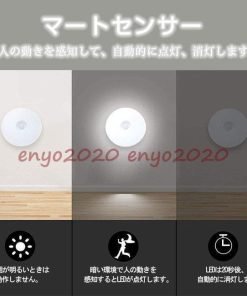 2点セット LEDライト 人感+光感センサーライト 照明 丸型 2022新春お祝い 充電式 省エネ Led クローゼットライト * 人感、明暗センサー