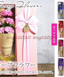 5輪 ギフト お誕生日 ボックス付き 石鹸花 アレンジメント 結婚祝い ソープフラワー お祝い 造花 プレゼント バレンタイン 母の日 カーネーション * 花束、アレンジメント