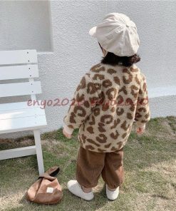 子供服 ボアジャケット キッズ コート 韓国子供服 子ども服 女の子 男の子 もこもこ ヒョウ柄裏起毛 トップス アウター  防寒 暖かい 通学 厚手 可愛い 秋冬 * コート