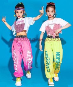 へそ出し キッズ ダンス 衣装 セットアップ トップス 白 韓国 HIPHOP ヒップホップ ダンス パンツ 女の子 子供 チアガール 発表会 演出服 単品販売 文化祭 * レッスンウエア