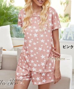 部屋着 寝巻き パジャマ 家着 レディース 夏 可愛い かわいい ルームウェア 外出 セットアップ ショートパンツ 上下セット スポーツウェア 半袖 * パジャマ