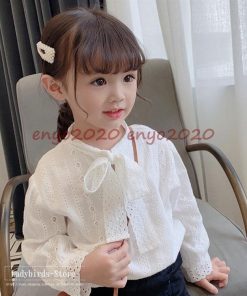 子供服 女の子 シャツ 長袖 ブラウス フォーマル 白 子供 白シャツ キッズ トップス きれいめ リボンブラウス 蝶結び 90/100/110/120/130cm * シャツ、ブラウス