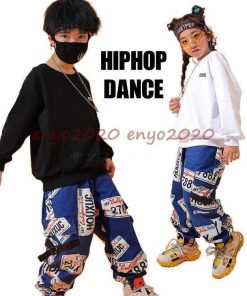 キッズ ダンス衣装 トップス パンツ ヒップホップ シャツ 女の子 男の子 HIPHOP ブラック ホワイト 子供 団体服 大きい 応援団 演出 文化祭 発表会 イベント * レッスンウエア