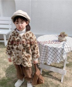 子供服 ボアジャケット キッズ コート 韓国子供服 子ども服 女の子 男の子 もこもこ ヒョウ柄裏起毛 トップス アウター  防寒 暖かい 通学 厚手 可愛い 秋冬 * コート