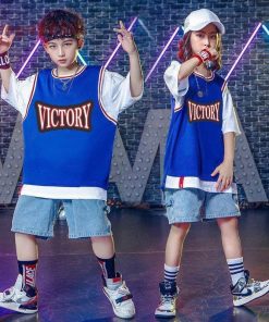 キッズダンス衣装 デニムパンツ デニム セットアップ ヒップホップ ダンス衣装 トップス パンツ 男の子 女の子 男女兼用 HIPHOP 練習着 発表会 原宿 演出服 * レッスンウエア